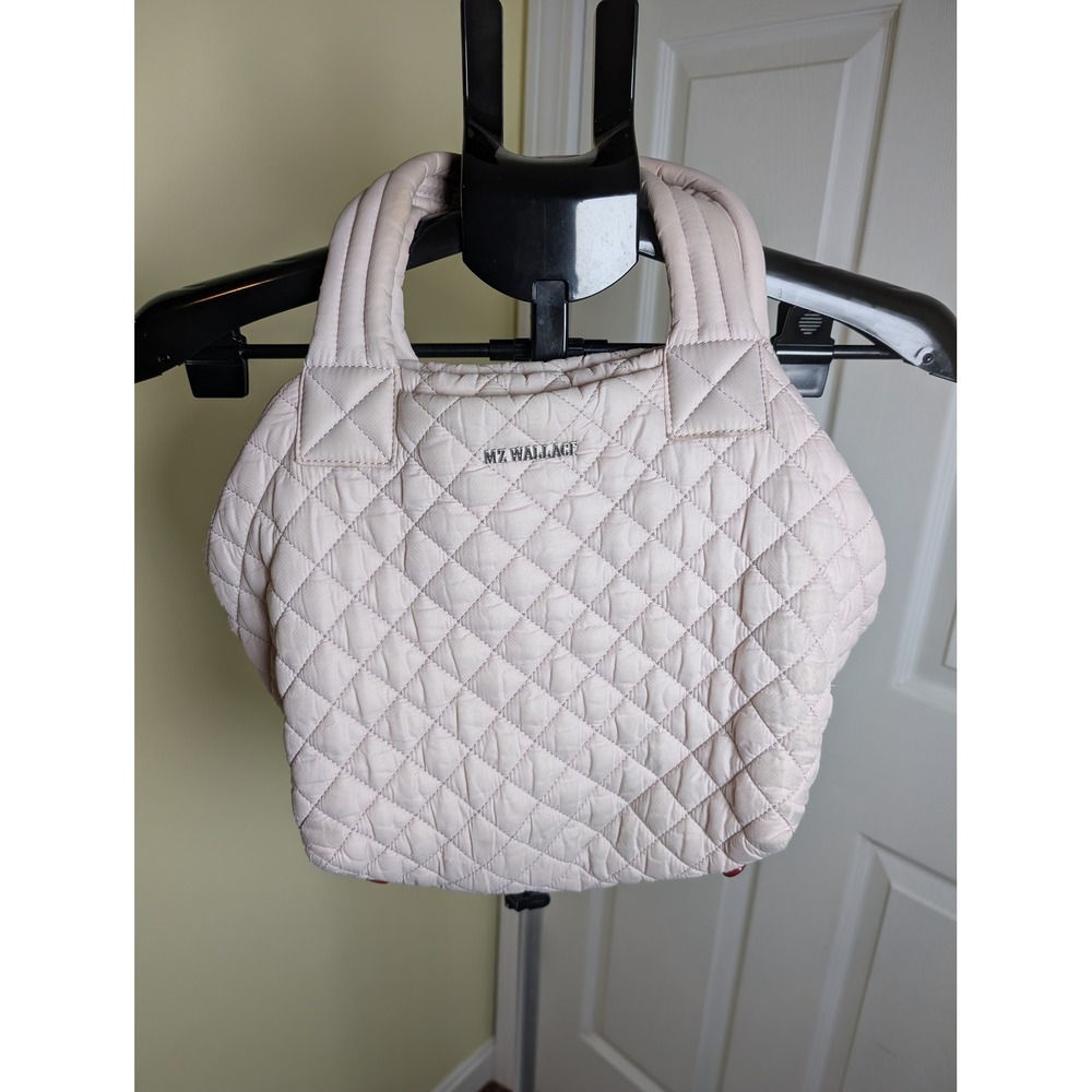 MZ Wallace Medium Deluxe Sutton Tote Women Blush Pink Quilted Nylon Puffy Bag